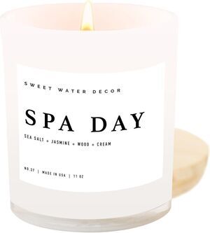 Spa Day Candle –Sweet Water Decor 11oz Soy Jar, Sea Salt Jasmine Wood Cream, USA